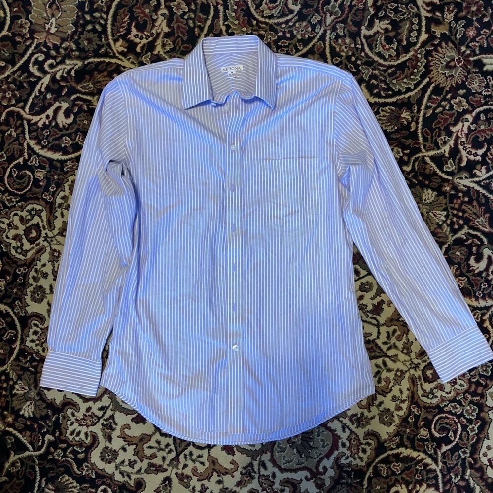 Merona purple  white stripe Dress Shirt 15-15.5
